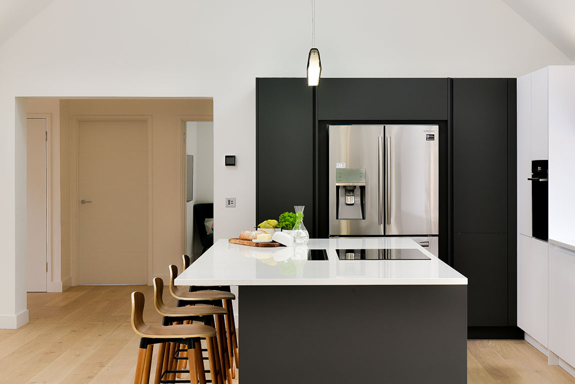 Sleek Minimalist Grey & White Kitchen