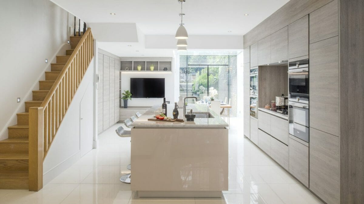 Oak Kitchen with Stairs