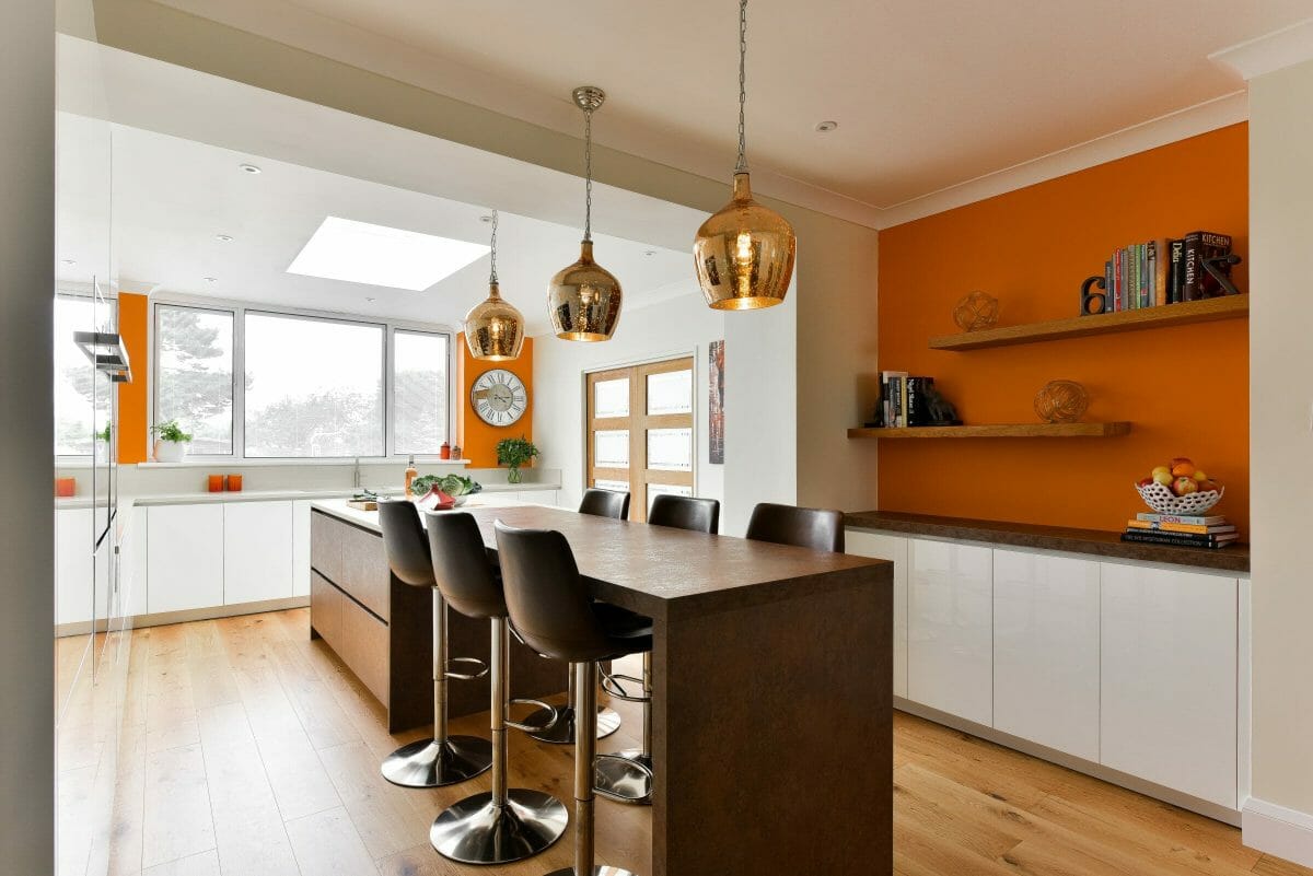 Gloss And Bronze Textured Kitchen