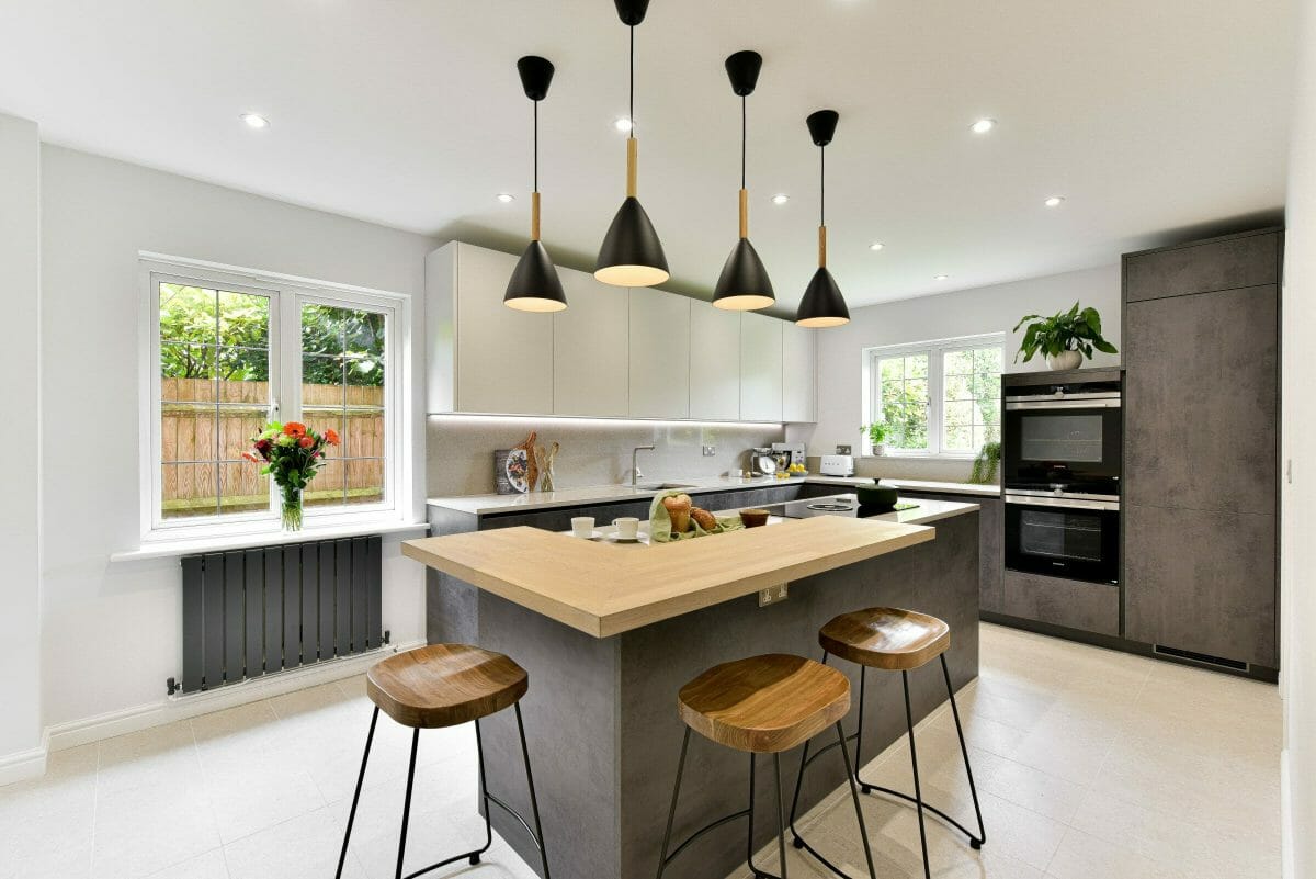 Handleless Concrete Effect Kitchen