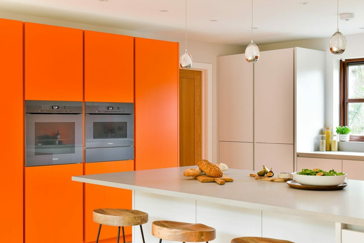 Fresh Orange White and Wood Kitchen